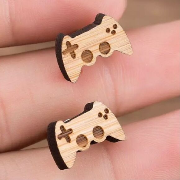 WOODEN Console Controller Earrings - Picture 1 of 9